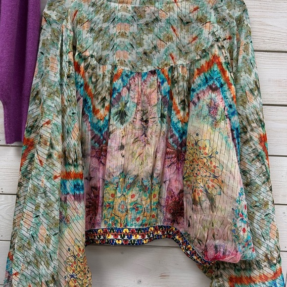Anthropologie Bhanuni by Jyoti Boho Peasant Blouse Size Large - Picture 7 of 9
